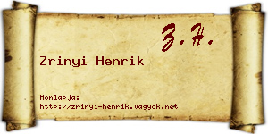 Zrinyi Henrik névjegykártya